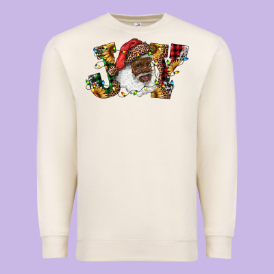 African American Santa Joy With Sunflowers Premium Sweatshirt Designed By Ranaportraitstore