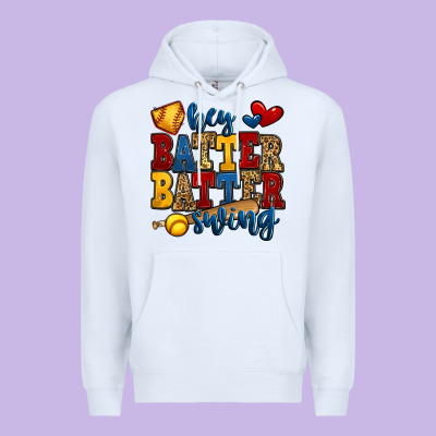 Hey Batter Batter Swing Softball Premium Hoodie Designed By Jasminsmagicworld