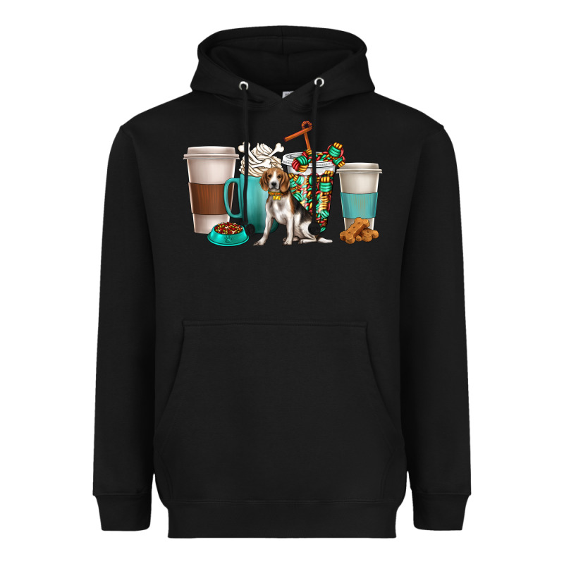 Beagle Dog Coffee Cups Heavyweight Hoodie by texasbilliewilder | Teevron