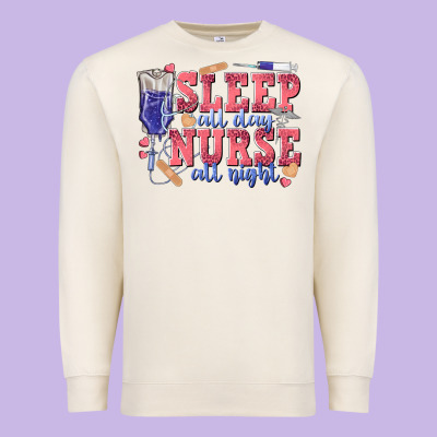 Sleep All Day Nurse All Night Premium Sweatshirt Designed By Texasbilliewilder
