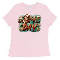 Bubblegum Pink game day  lightning football Ladies Tee - BarkalooDesign