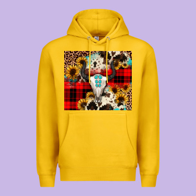 Bullskull Sunflower Premium Hoodie Designed By Jahusdesignshop