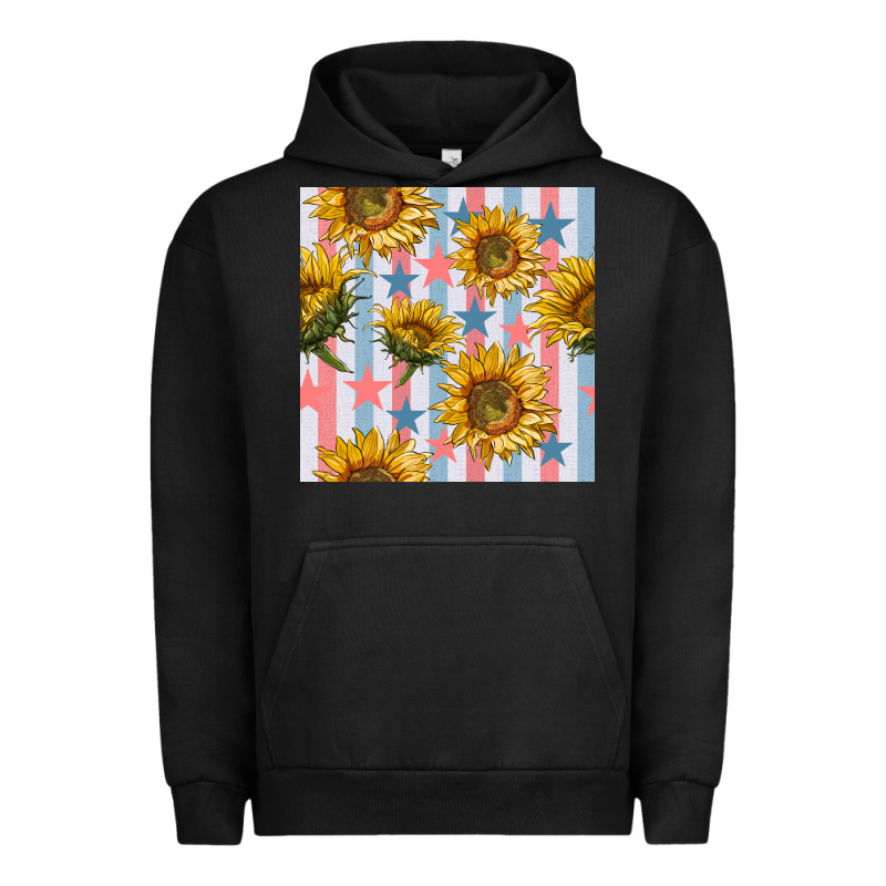 Patriotic Sunflowers Stripes And Stars Seamless Patrern Urban Hoodie by BundleAndBundleShop | Teevron