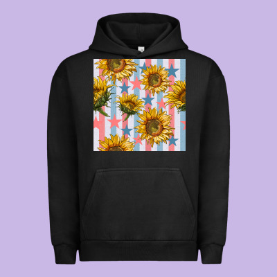 Patriotic Sunflowers Stripes And Stars Seamless Patrern Urban Hoodie Designed By Bundleandbundleshop