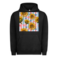 Pigment Black patriotic sunflowers stripes and stars seamless patrern Urban Hoodie - BundleAndBundleShop