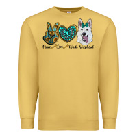 Antique Gold peace love white sepherd Premium Sweatshirt - RanaPortraitStore