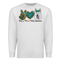 Oatmeal Heather peace love white sepherd Premium Sweatshirt - RanaPortraitStore