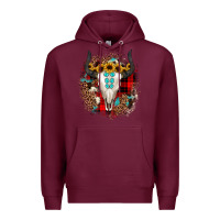 Burgundy bullskull christmas Premium Hoodie - JahusDesignShop
