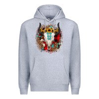 Heather Grey bullskull christmas Premium Hoodie - JahusDesignShop