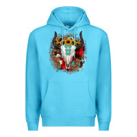 Ocean Blue bullskull christmas Premium Hoodie - JahusDesignShop
