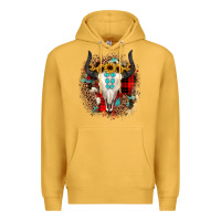 Mustard bullskull christmas Premium Hoodie - JahusDesignShop