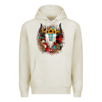 Oatmeal Heather bullskull christmas Premium Hoodie - JahusDesignShop