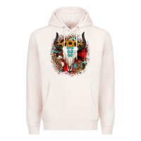 Pale Pink bullskull christmas Premium Hoodie - JahusDesignShop