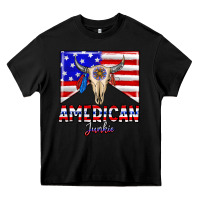 Black American junkie Heavy Core Tee - CowhideDigitalArt
