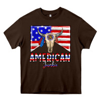 Chocolate Brown American junkie Heavy Core Tee - CowhideDigitalArt