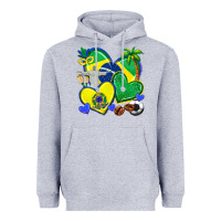 Heather Grey brazil hearts Heavyweight Hoodie - texasbilliewilder