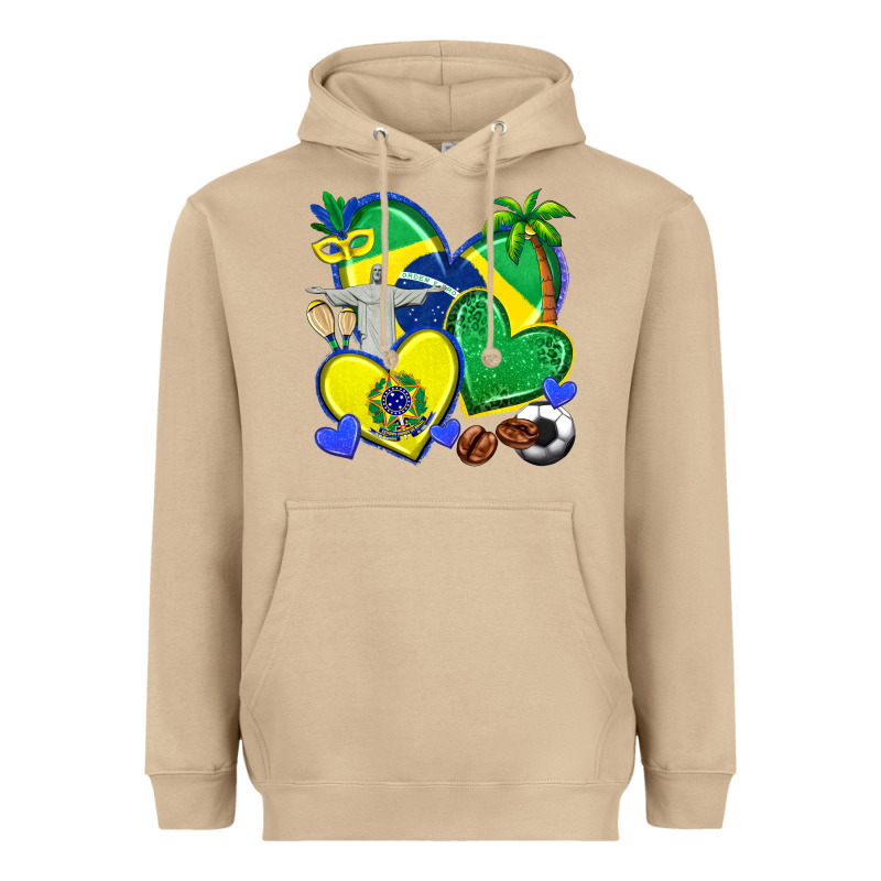 Brazil Hearts Heavyweight Hoodie by texasbilliewilder | Teevron