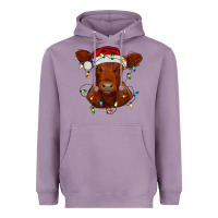 Lavender Christmas baby red angus calf with lights Heavyweight Hoodie - RanaPortraitStore