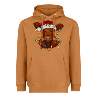 Meerkat Christmas baby red angus calf with lights Heavyweight Hoodie - RanaPortraitStore
