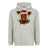 Moon Dust Christmas baby red angus calf with lights Heavyweight Hoodie - RanaPortraitStore
