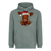 Sage Christmas baby red angus calf with lights Heavyweight Hoodie - RanaPortraitStore