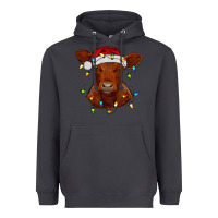 Smoke Christmas baby red angus calf with lights Heavyweight Hoodie - RanaPortraitStore