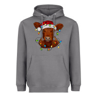 Storm Christmas baby red angus calf with lights Heavyweight Hoodie - RanaPortraitStore