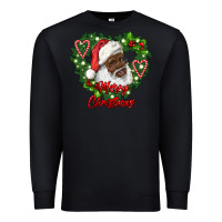 Black merry christmas african american santa with wreath Premium Sweatshirt - RanaPortraitStore