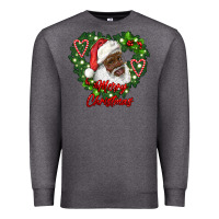 Charcoal Heather merry christmas african american santa with wreath Premium Sweatshirt - RanaPortraitStore