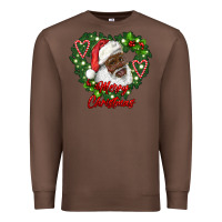 Chestnut merry christmas african american santa with wreath Premium Sweatshirt - RanaPortraitStore