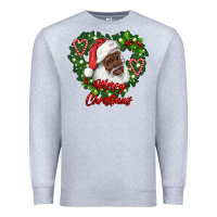 Heather Grey merry christmas african american santa with wreath Premium Sweatshirt - RanaPortraitStore