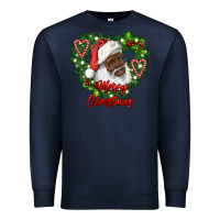 Navy merry christmas african american santa with wreath Premium Sweatshirt - RanaPortraitStore