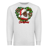 Oatmeal Heather merry christmas african american santa with wreath Premium Sweatshirt - RanaPortraitStore