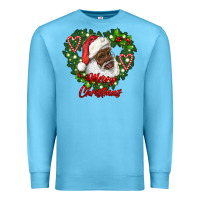 Ocean Blue merry christmas african american santa with wreath Premium Sweatshirt - RanaPortraitStore