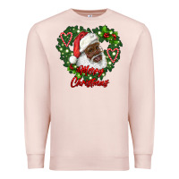 Pale Pink merry christmas african american santa with wreath Premium Sweatshirt - RanaPortraitStore