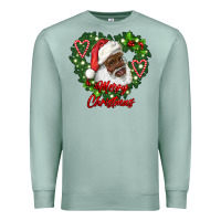 Seafoam merry christmas african american santa with wreath Premium Sweatshirt - RanaPortraitStore