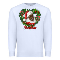 White merry christmas african american santa with wreath Premium Sweatshirt - RanaPortraitStore