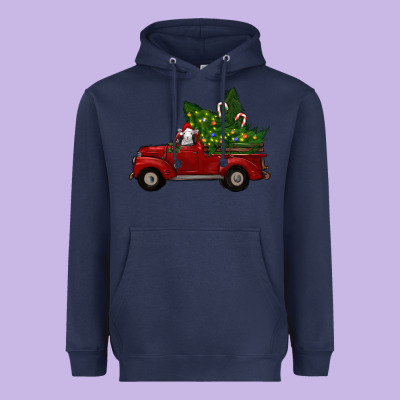 Heavyweight Hoodie Christmas Farm Truck With Baby Sheep
