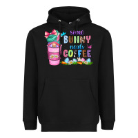 Black some bunny needs coffee with gnomes Heavyweight Hoodie - Zillion Design Studio