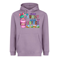 Lavender some bunny needs coffee with gnomes Heavyweight Hoodie - Zillion Design Studio