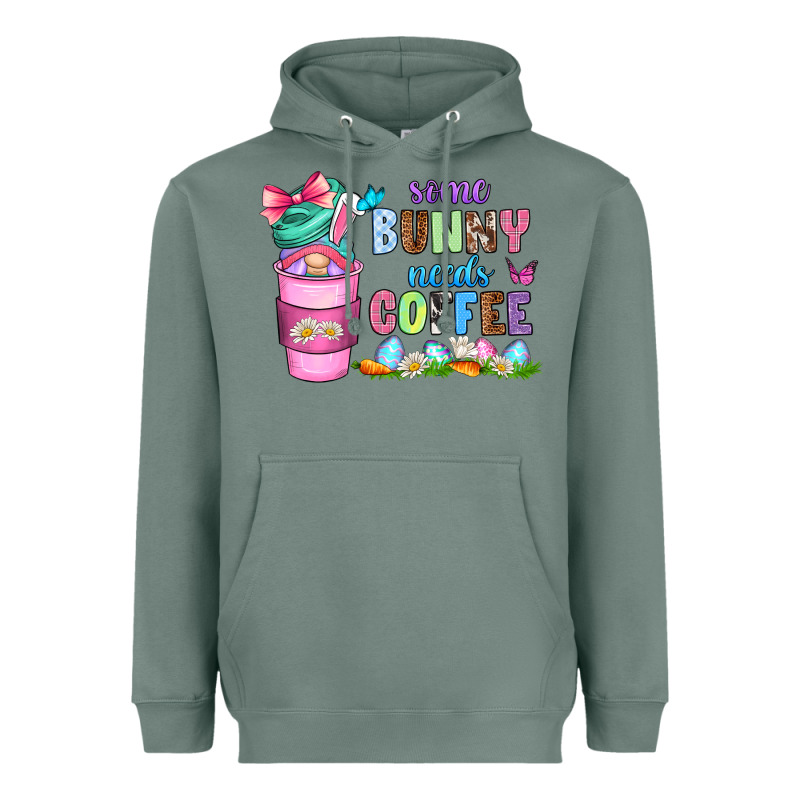 Some Bunny Needs Coffee With Gnomes Heavyweight Hoodie by Zillion Design Studio | Teevron
