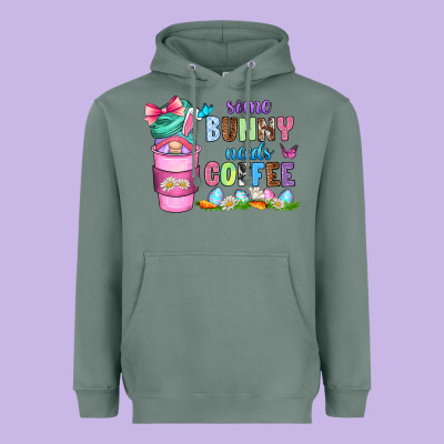 Heavyweight Hoodie some bunny needs coffee with gnomes