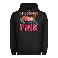 Pigment Black in october we wear pink with pumpkins Urban Hoodie - AdoDesignShop