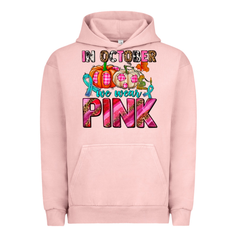 In October We Wear Pink With Pumpkins Urban Hoodie by AdoDesignShop | Teevron