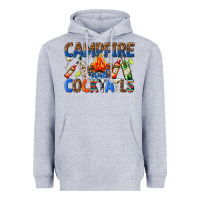 Heather Grey campfire and cocktails Heavyweight Hoodie - texasbilliewilder