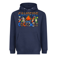 Navy campfire and cocktails Heavyweight Hoodie - texasbilliewilder