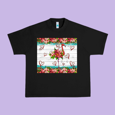Flamingo With Tropical Flowers Urban Heavy Tee Designed By Artiststas