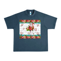 Midnight Navy flamingo with tropical flowers Urban Heavy Tee - Artiststas