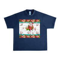 Navy flamingo with tropical flowers Urban Heavy Tee - Artiststas