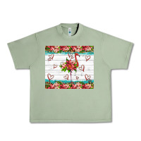 Oil Green flamingo with tropical flowers Urban Heavy Tee - Artiststas
